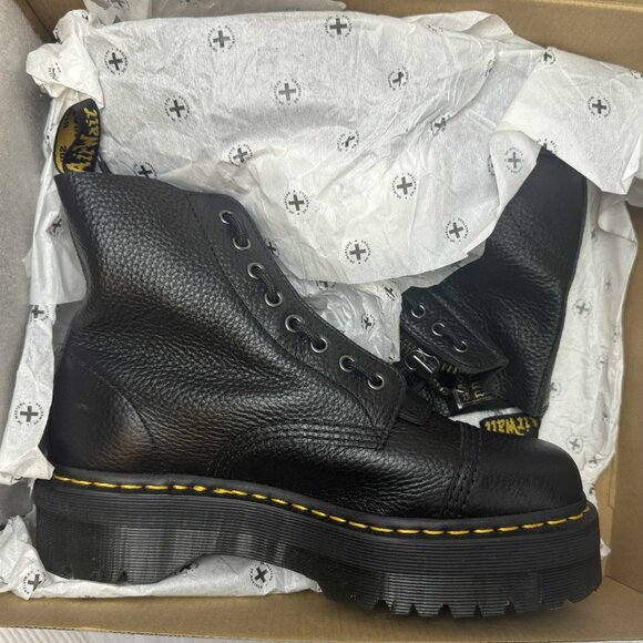 Dr. Martens Sinclair Women’s Leather Platform Boots High Black Size EU 42 - Picture 3 of 16